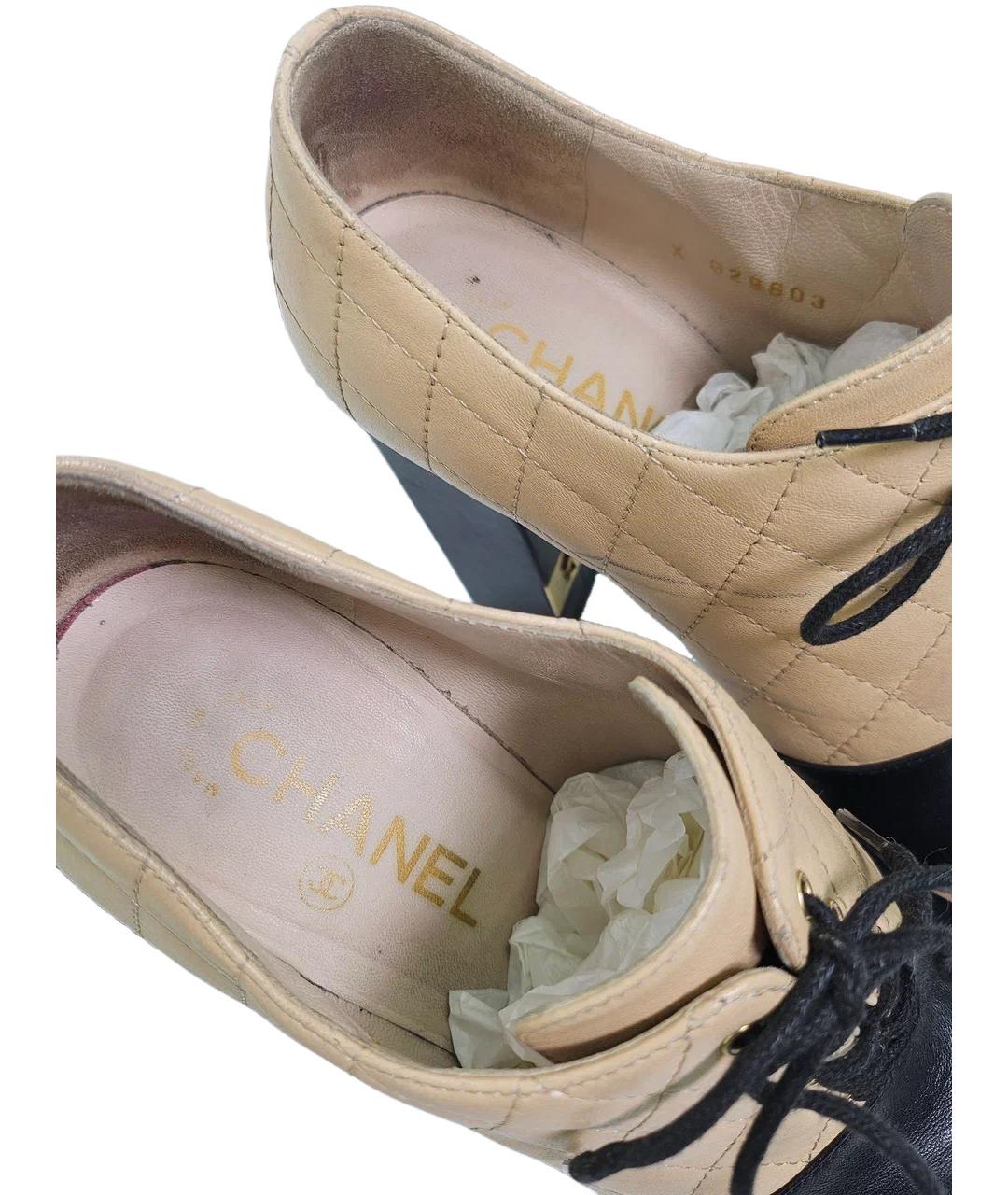 CHANEL Бежевые кожаные ботильоны, фото 6