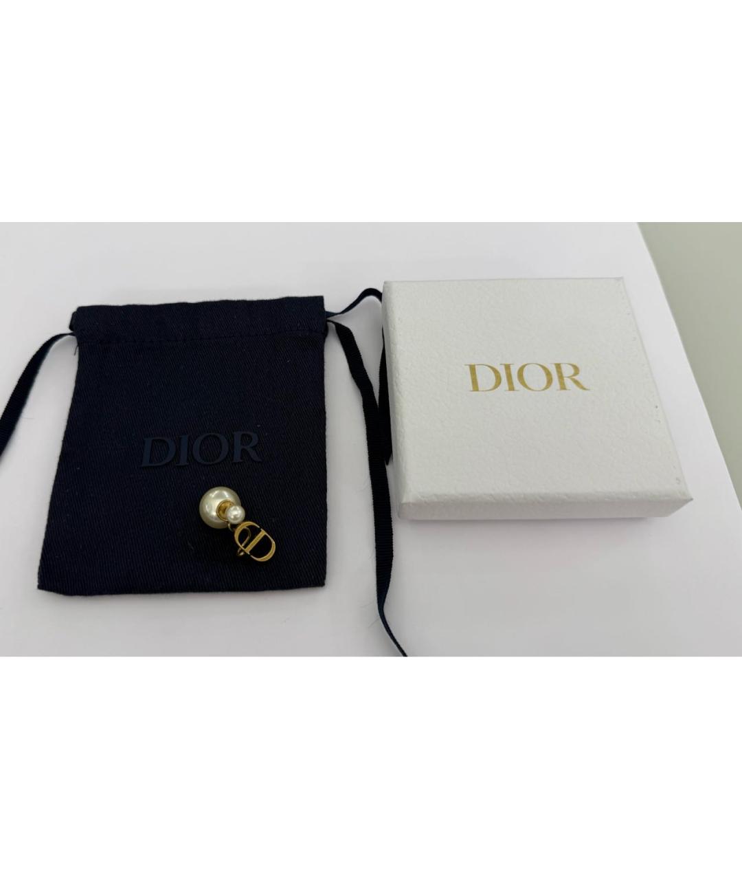 CHRISTIAN DIOR Золотые латунные серьги, фото 2