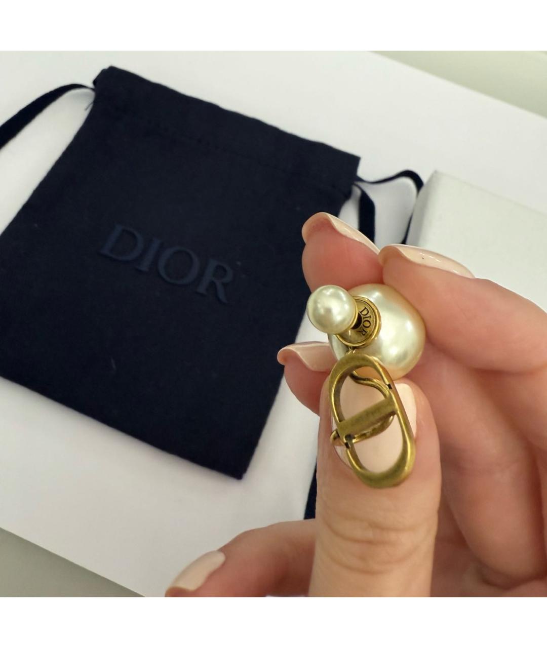 CHRISTIAN DIOR Золотые латунные серьги, фото 4