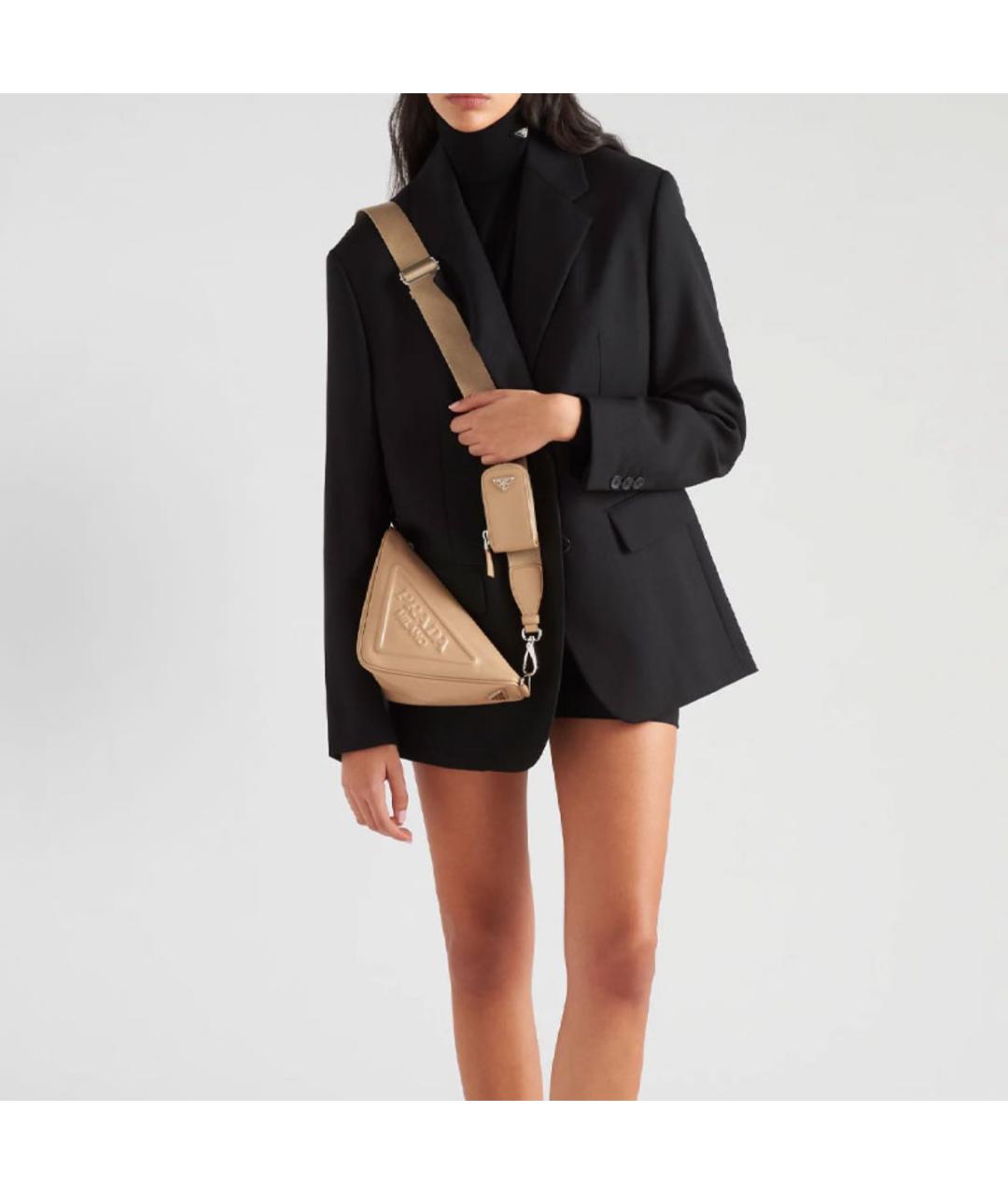 PRADA Бежевая кожаная сумка через плечо, фото 6