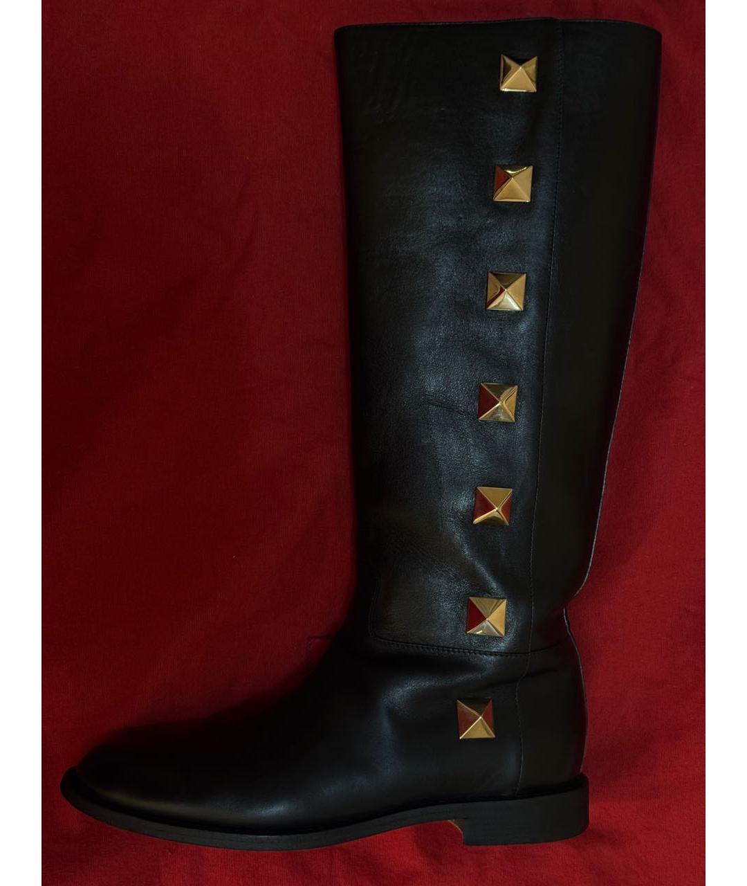 VALENTINO Черные кожаные сапоги, фото 2