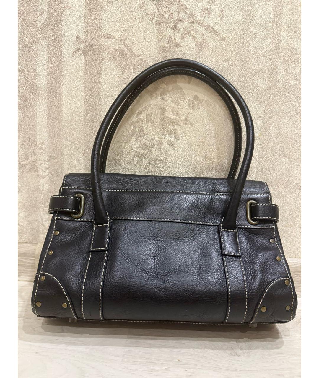 RALPH LAUREN Черная кожаная сумка с короткими ручками, фото 2