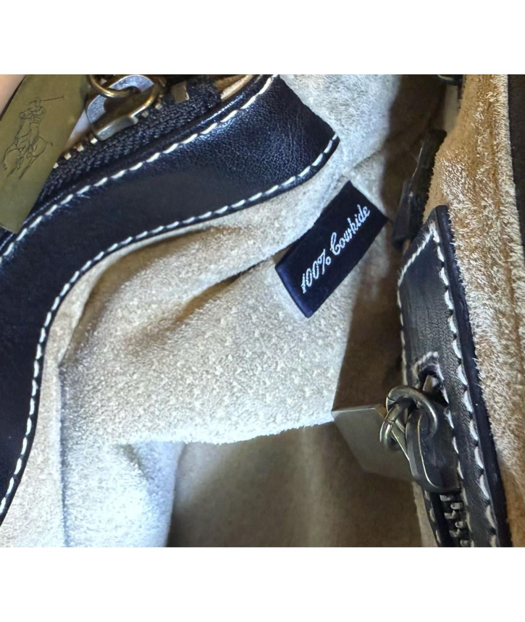 RALPH LAUREN Черная кожаная сумка с короткими ручками, фото 5