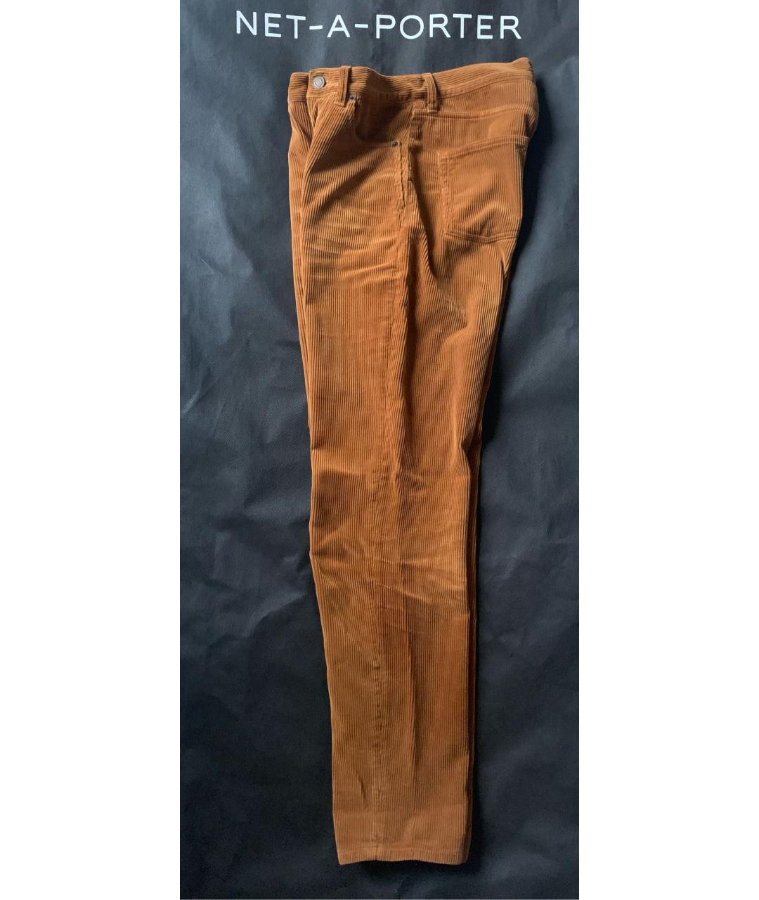 SAINT LAURENT Коричневые хлопковые прямые брюки, фото 4