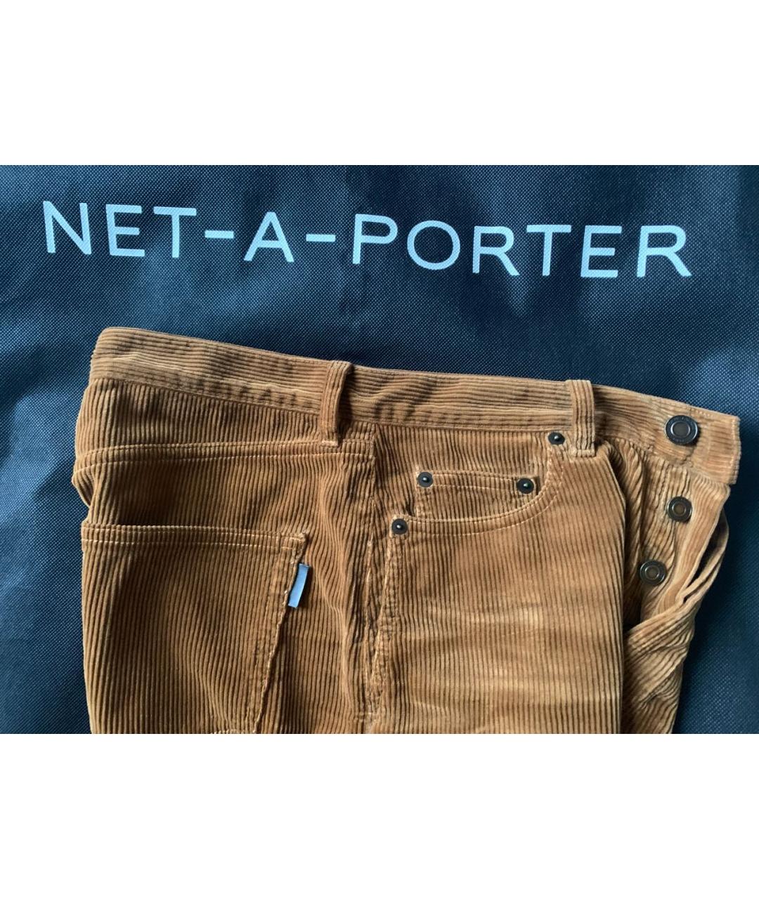 SAINT LAURENT Коричневые хлопковые прямые брюки, фото 3