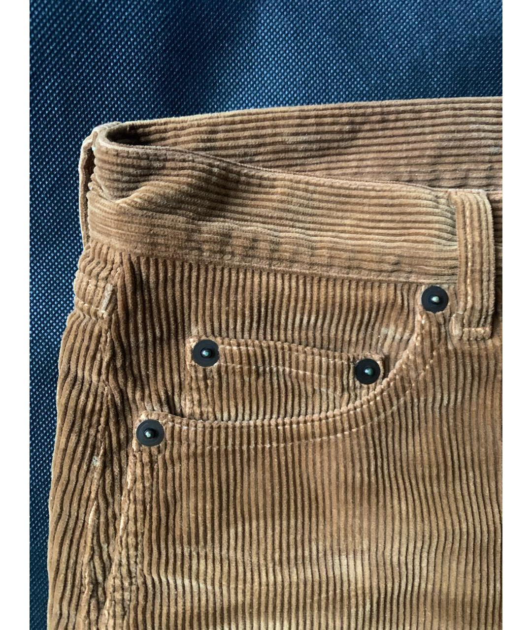 SAINT LAURENT Коричневые хлопковые прямые брюки, фото 5