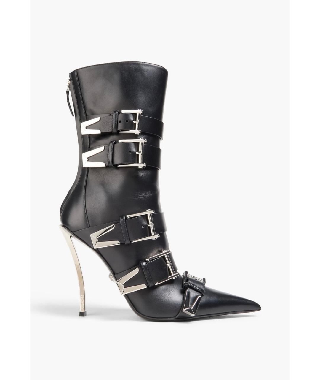 VERSACE Черные кожаные ботильоны, фото 5