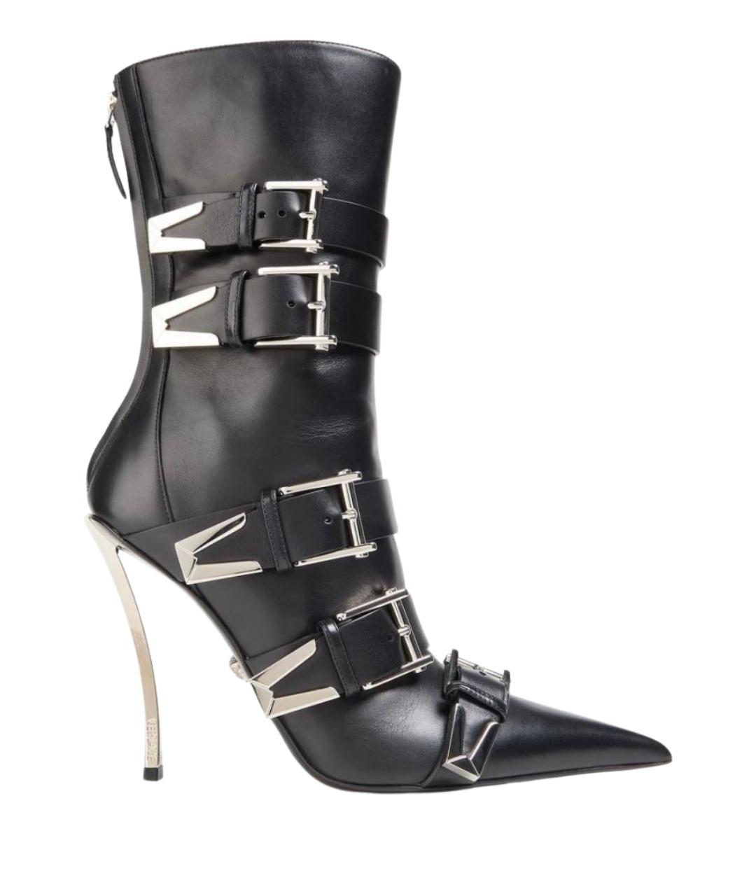 VERSACE Черные кожаные ботильоны, фото 1