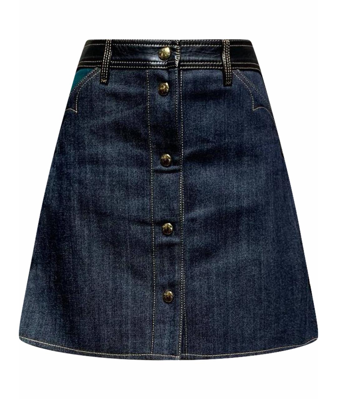 LOUIS VUITTON Темно-синяя хлопковая юбка мини, фото 1