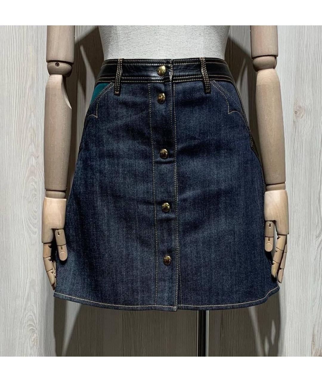 LOUIS VUITTON Темно-синяя хлопковая юбка мини, фото 9