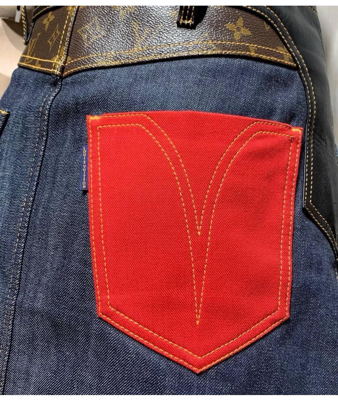 LOUIS VUITTON Темно-синяя хлопковая юбка мини, фото 6