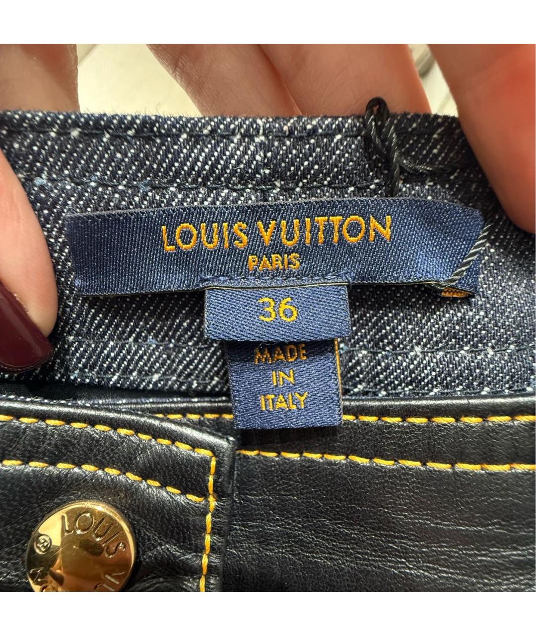 LOUIS VUITTON Темно-синяя хлопковая юбка мини, фото 7