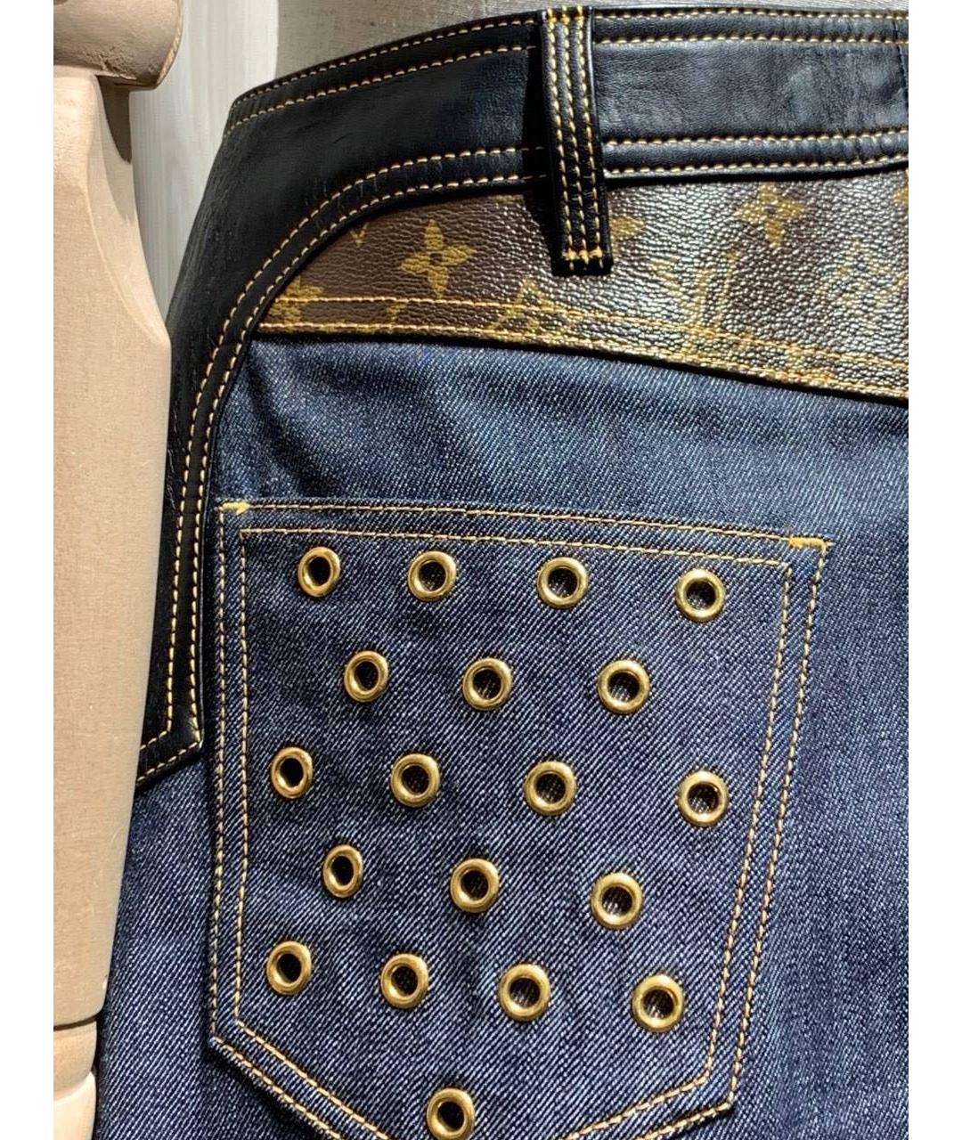 LOUIS VUITTON Темно-синяя хлопковая юбка мини, фото 5