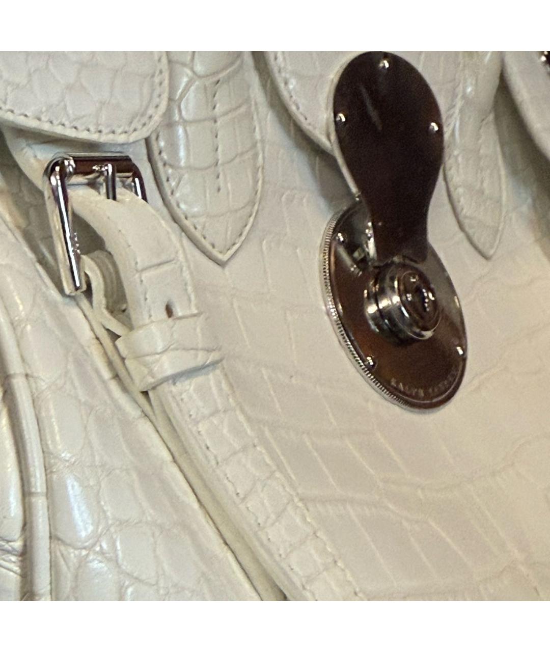 RALPH LAUREN Белая сумка тоут из экзотической кожи, фото 2
