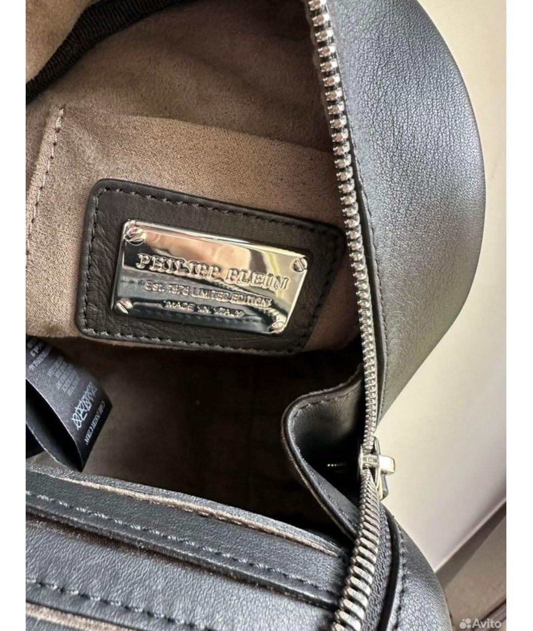 PHILIPP PLEIN Черный кожаный рюкзак, фото 4