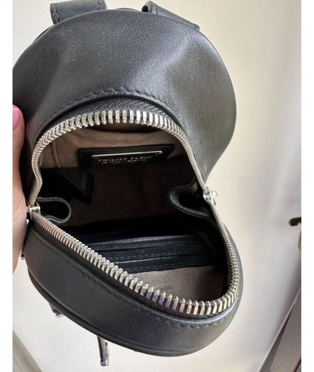 PHILIPP PLEIN Черный кожаный рюкзак, фото 3