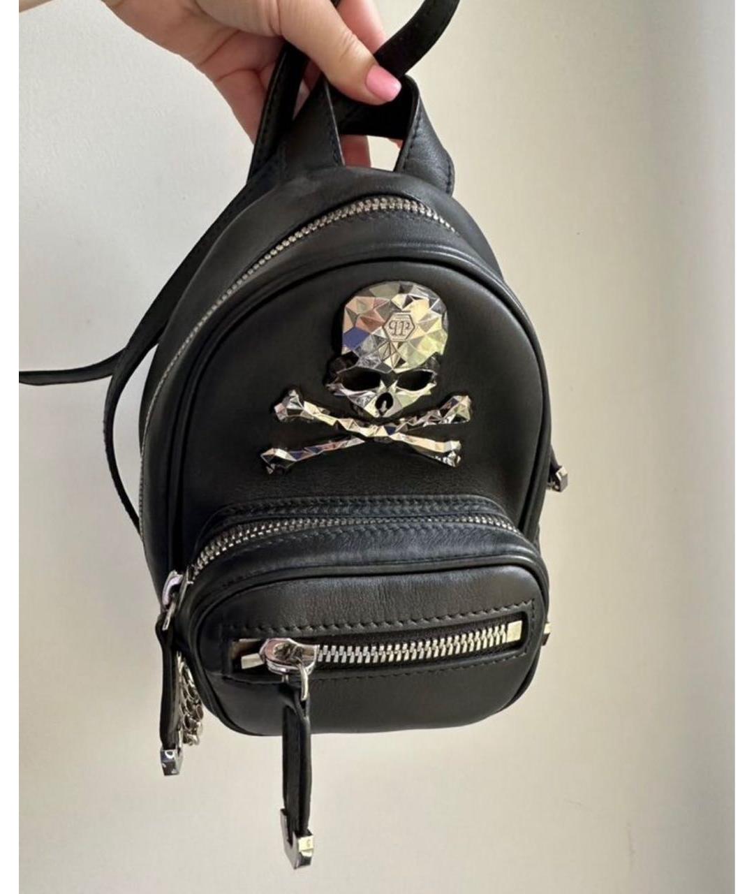 PHILIPP PLEIN Черный кожаный рюкзак, фото 5