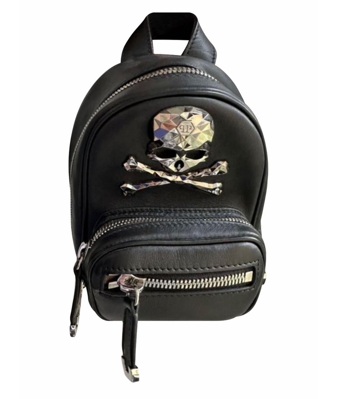 PHILIPP PLEIN Черный кожаный рюкзак, фото 1