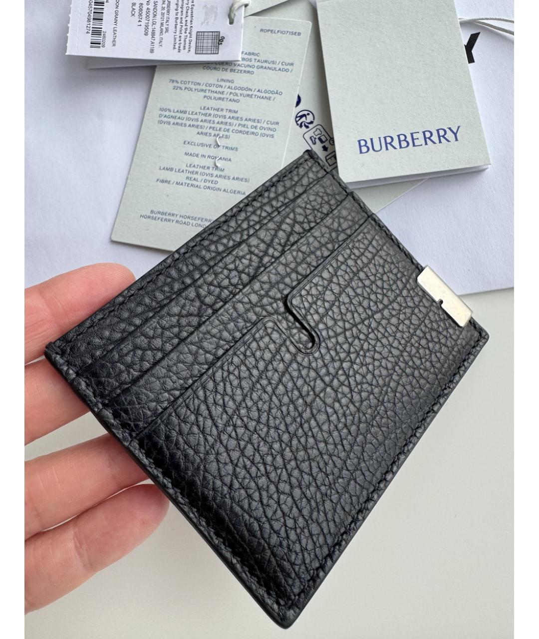 BURBERRY Черный кожаный кардхолдер, фото 4