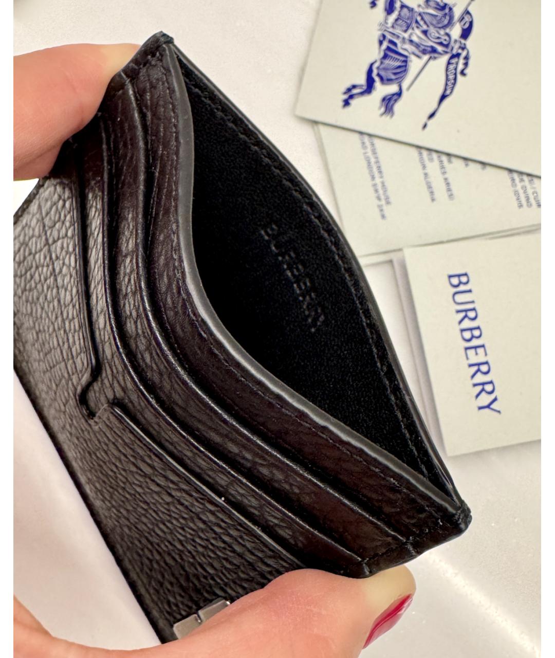 BURBERRY Черный кожаный кардхолдер, фото 3