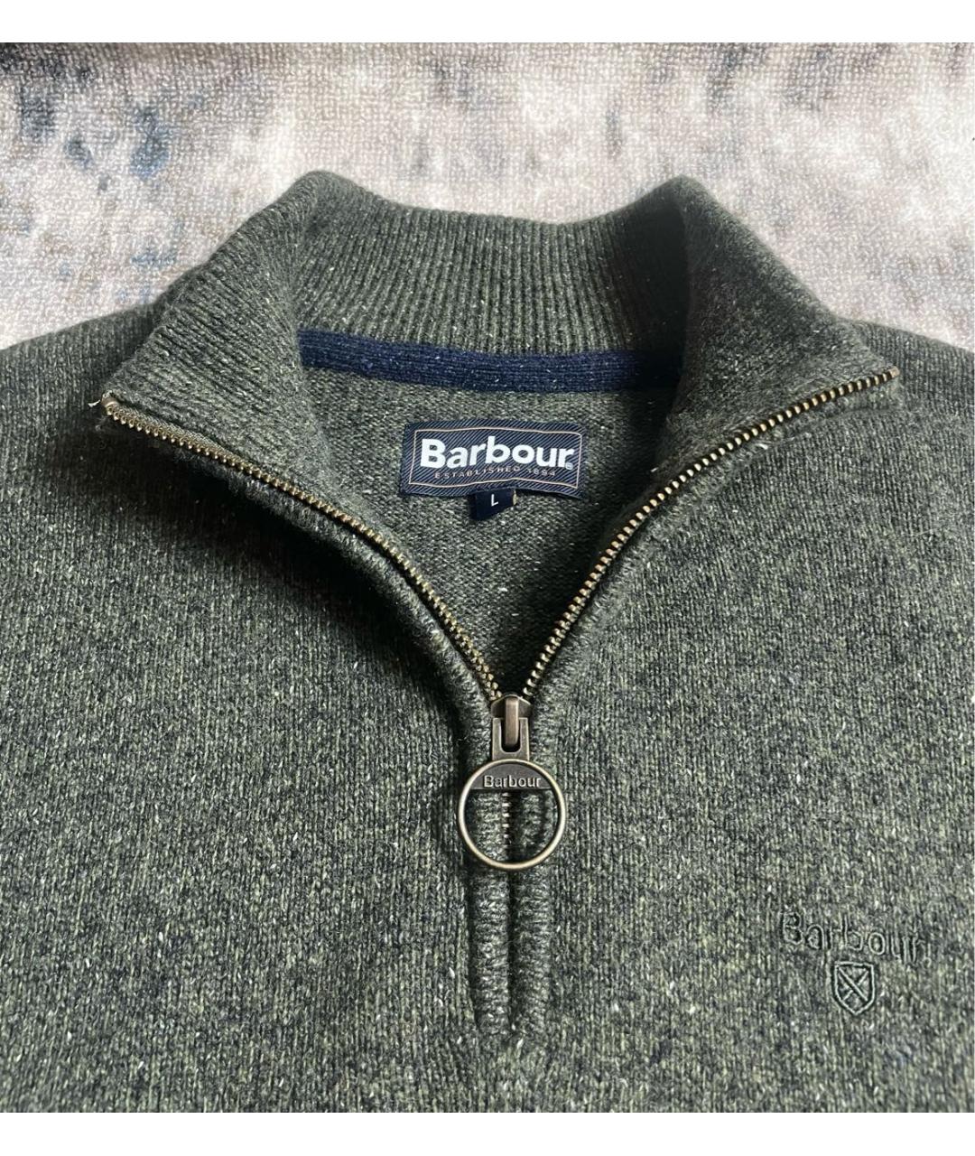 BARBOUR Зеленый шерстяной джемпер / свитер, фото 3