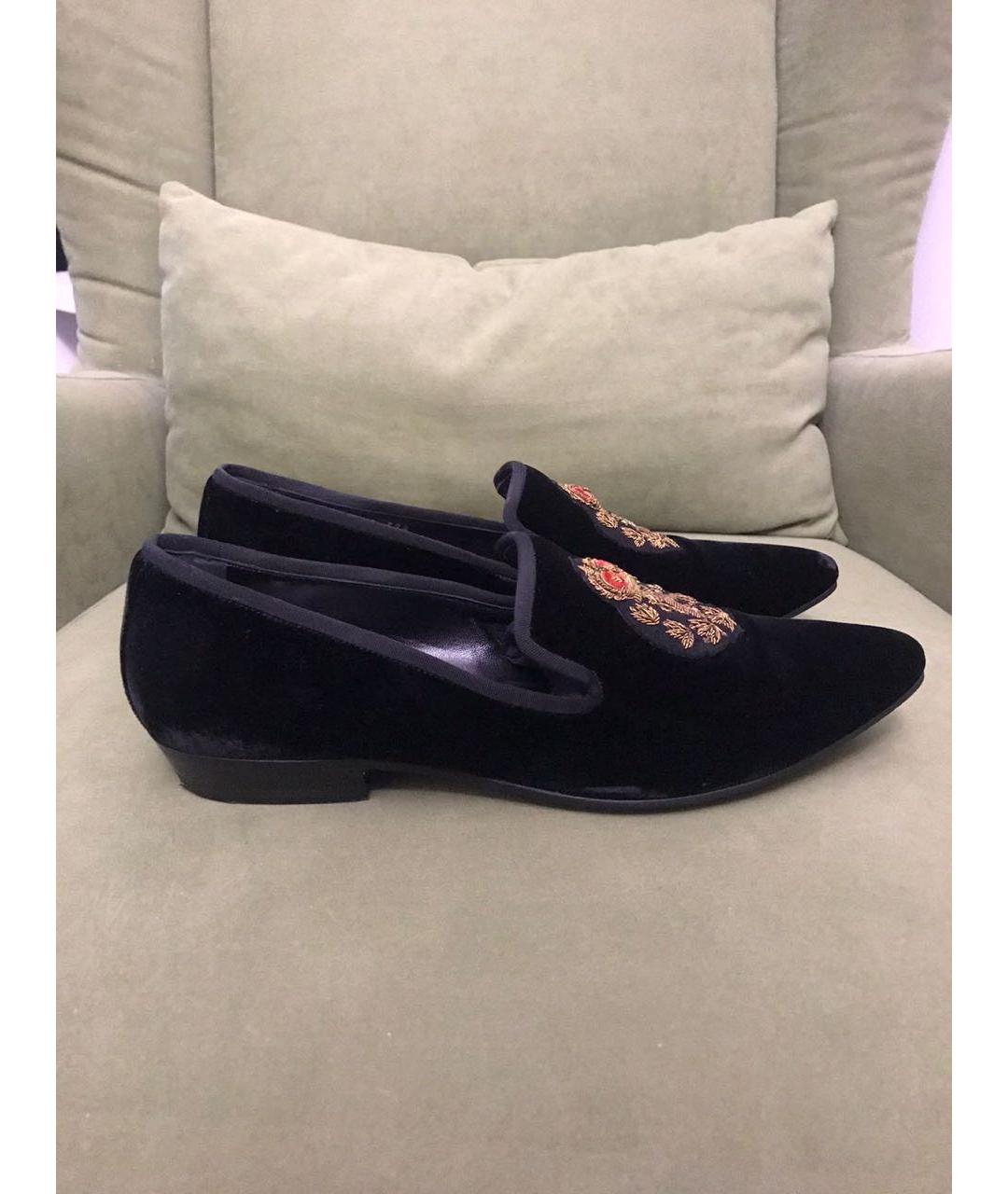 SAINT LAURENT Черные бархатные лоферы, фото 6