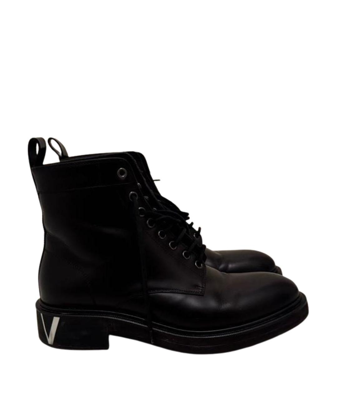 VALENTINO Черные кожаные ботинки, фото 1