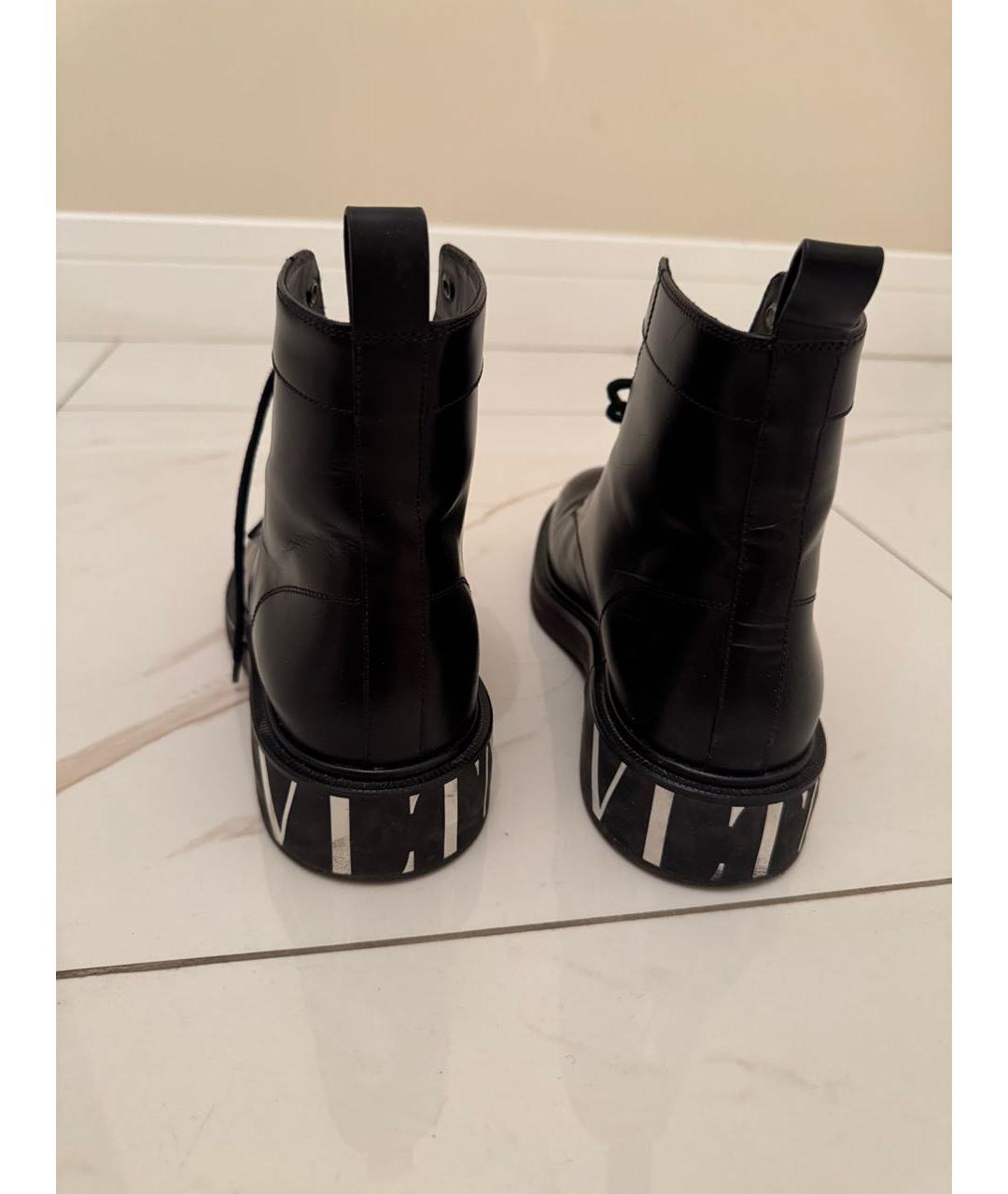 VALENTINO Черные кожаные ботинки, фото 4