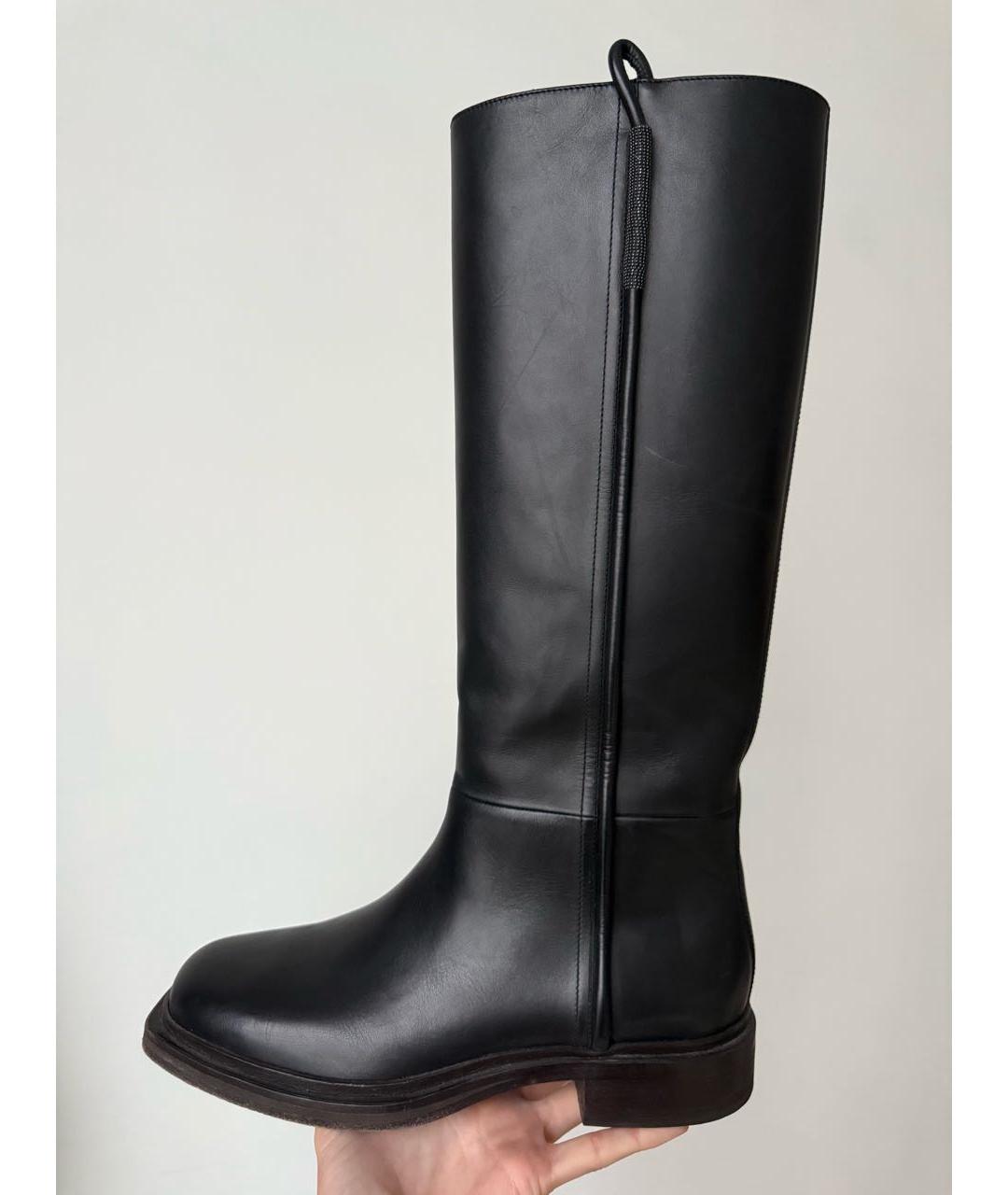 BRUNELLO CUCINELLI Черные кожаные сапоги, фото 9