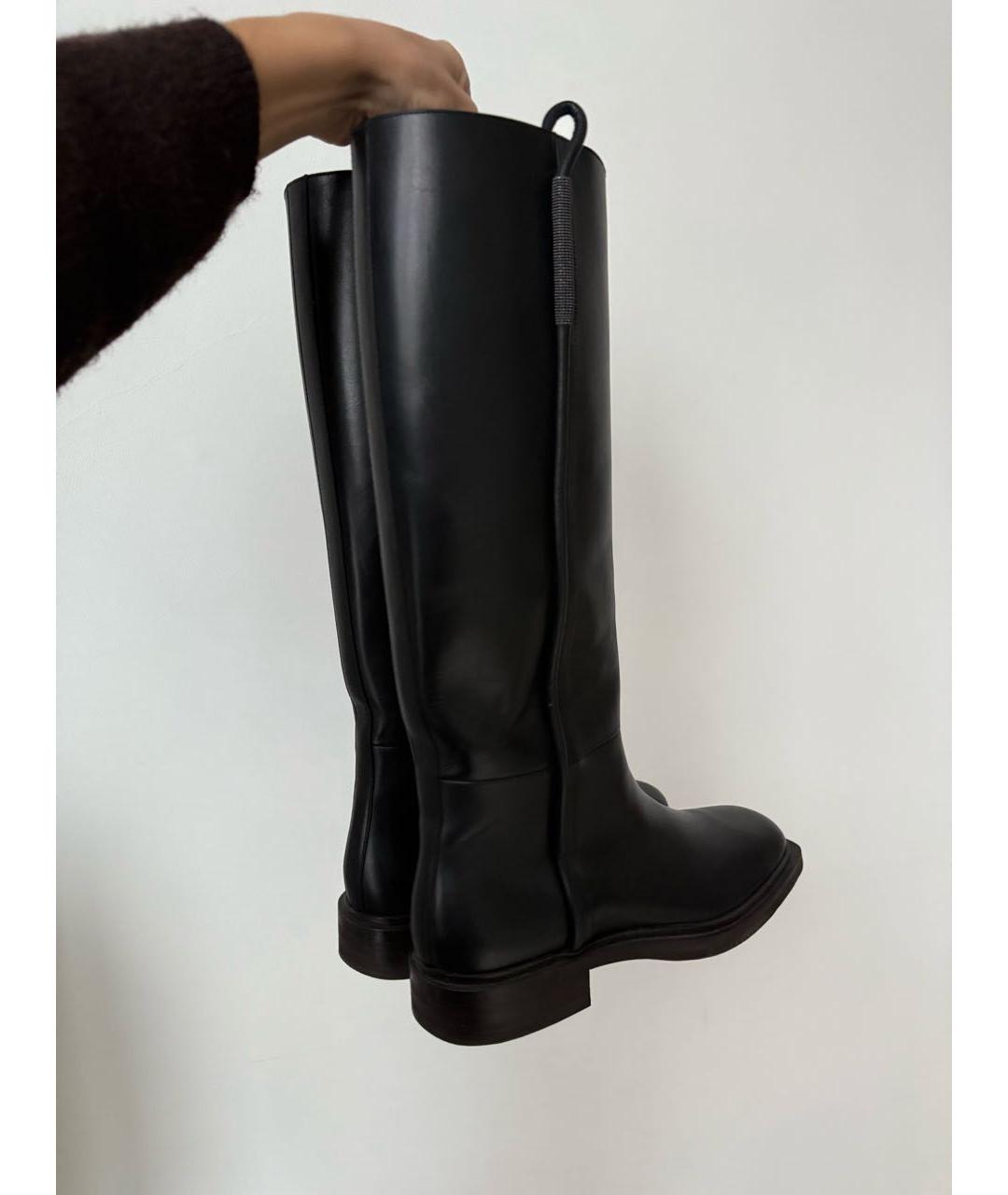 BRUNELLO CUCINELLI Черные кожаные сапоги, фото 5