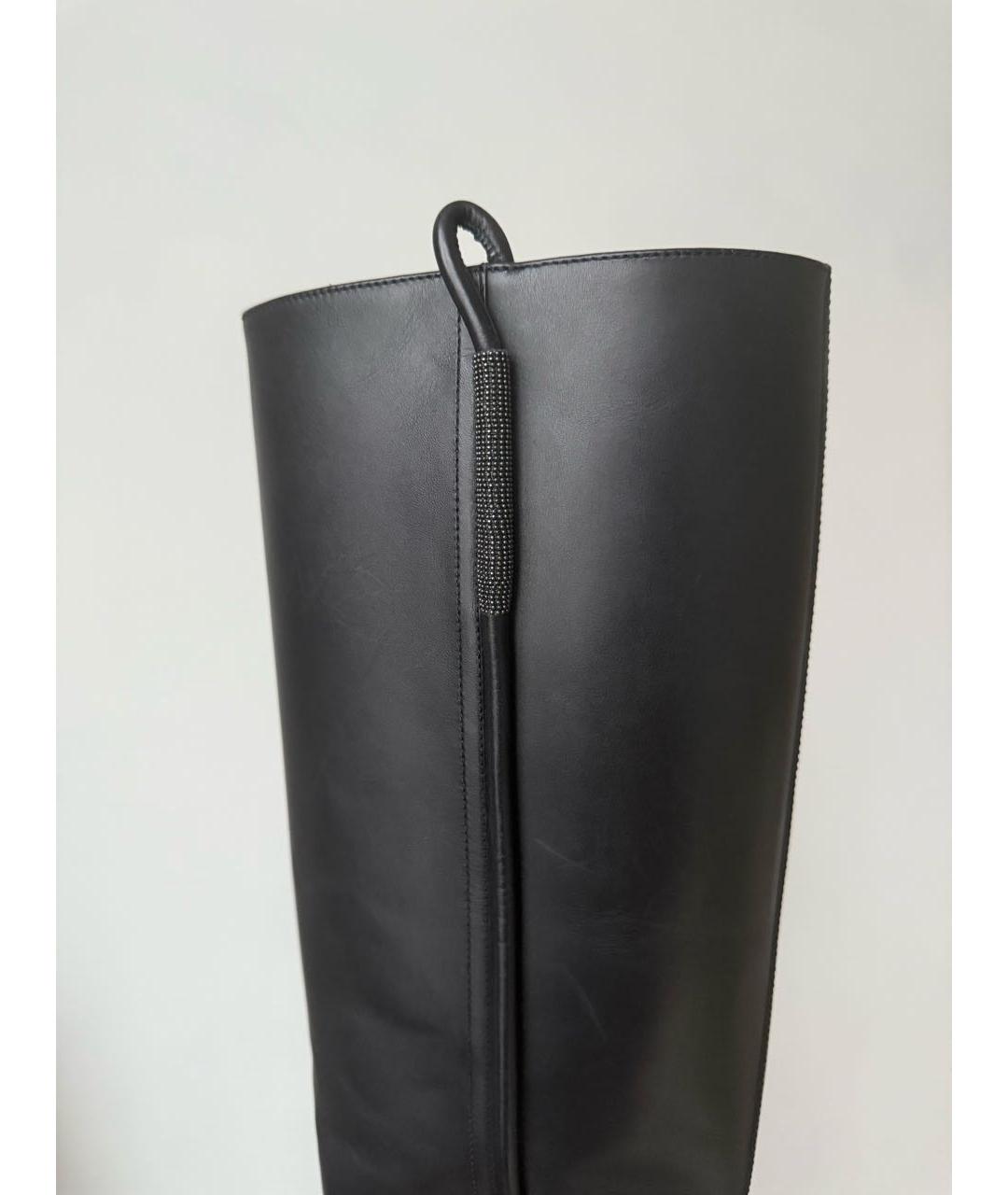 BRUNELLO CUCINELLI Черные кожаные сапоги, фото 4