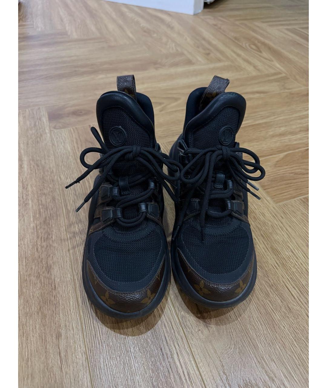 LOUIS VUITTON Черные кожаные кроссовки, фото 2