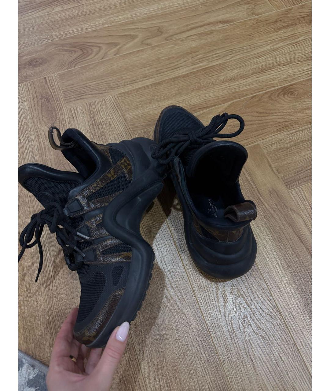 LOUIS VUITTON Черные кожаные кроссовки, фото 7