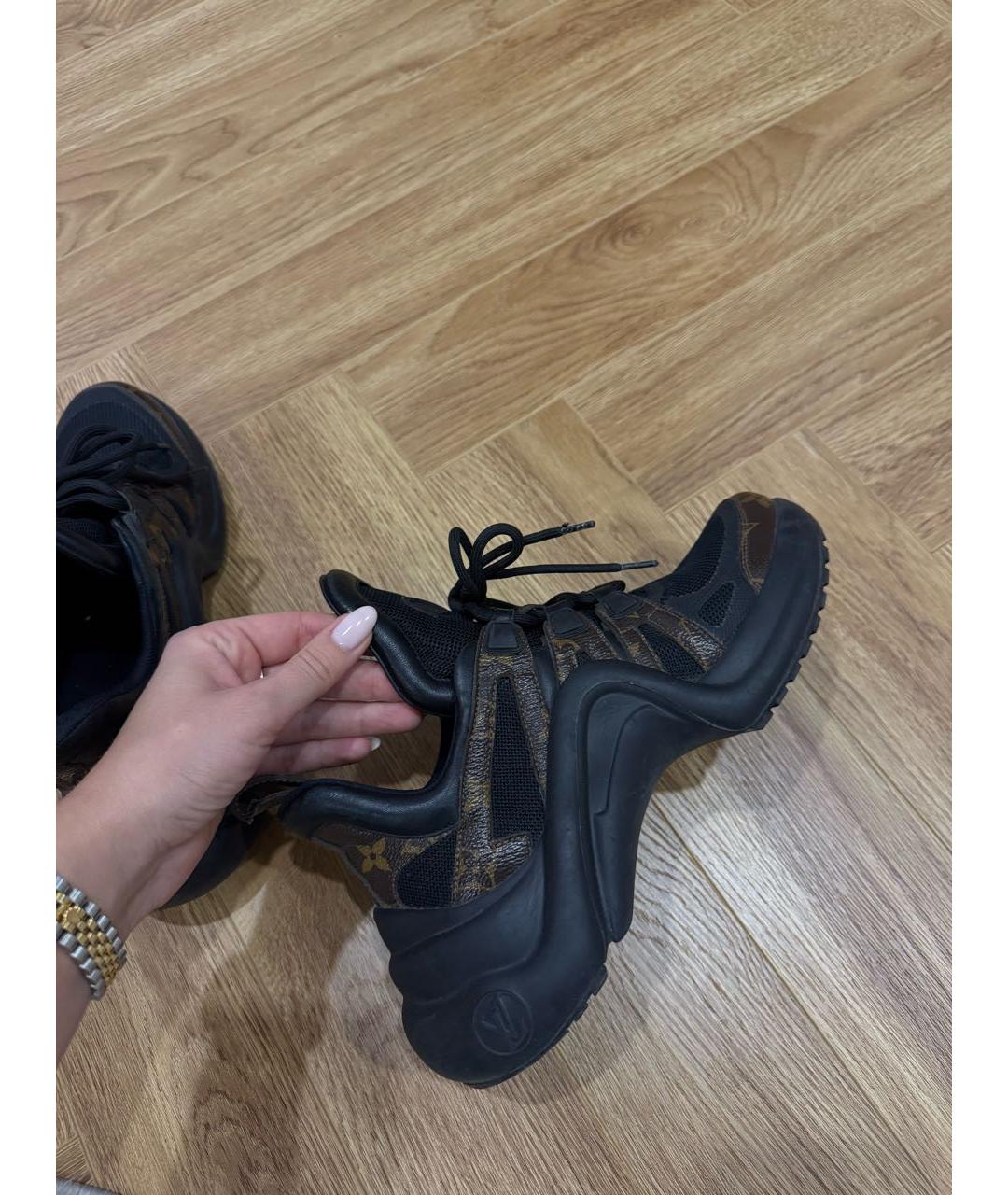 LOUIS VUITTON Черные кожаные кроссовки, фото 6