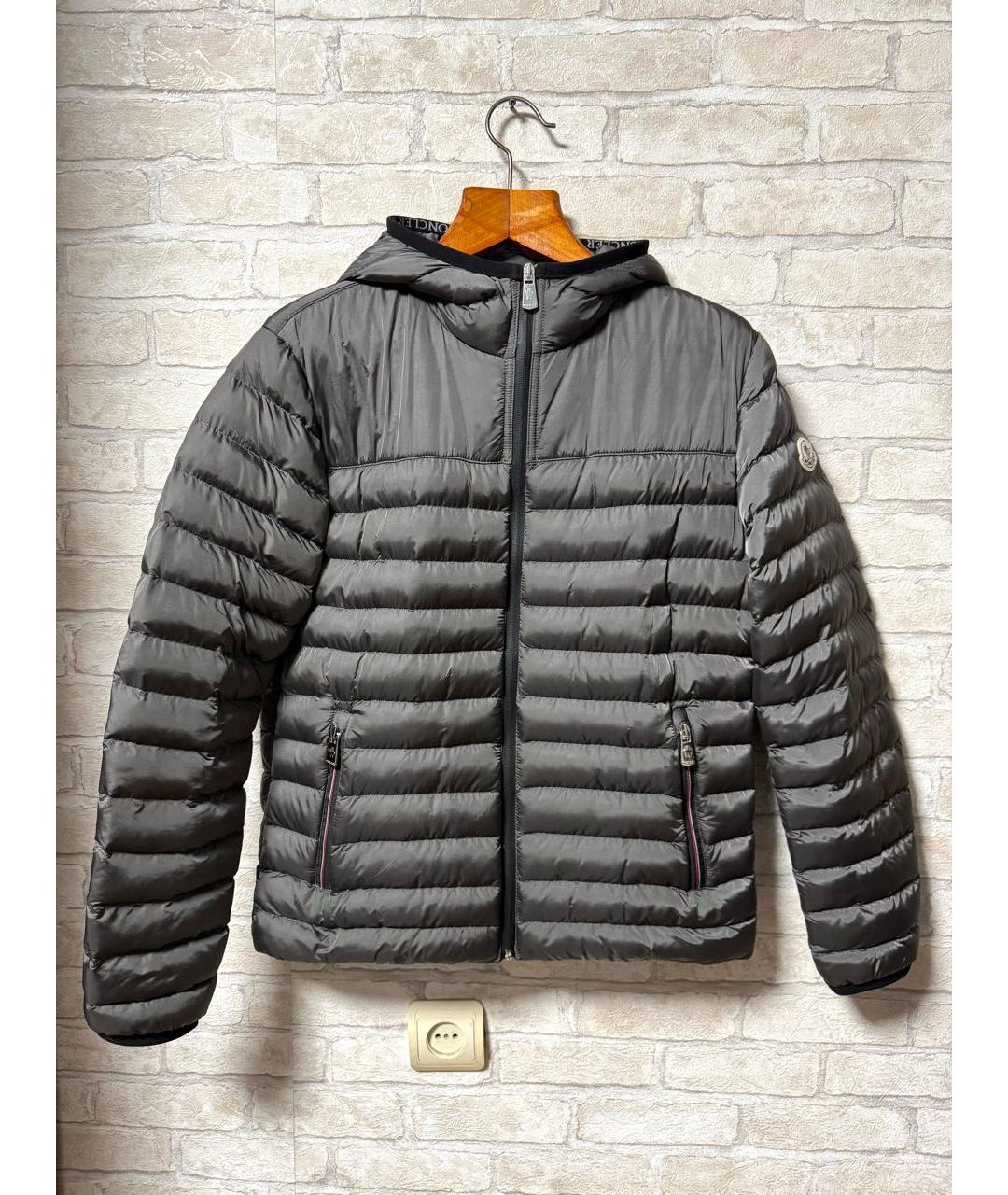 MONCLER Серая синтетическая куртка, фото 9