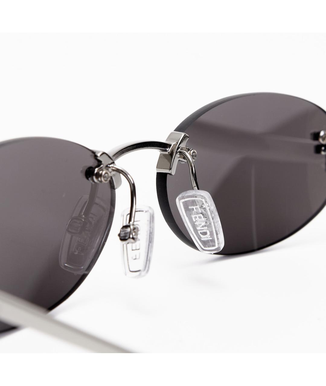 FENDI Серебряные металлические солнцезащитные очки, фото 3