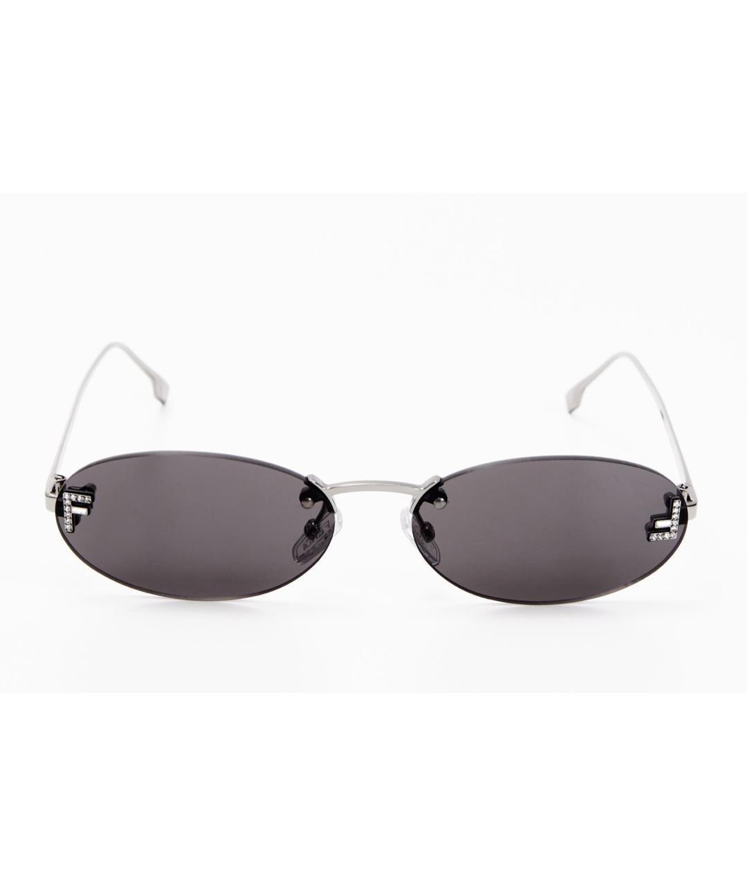 FENDI Серебряные металлические солнцезащитные очки, фото 5