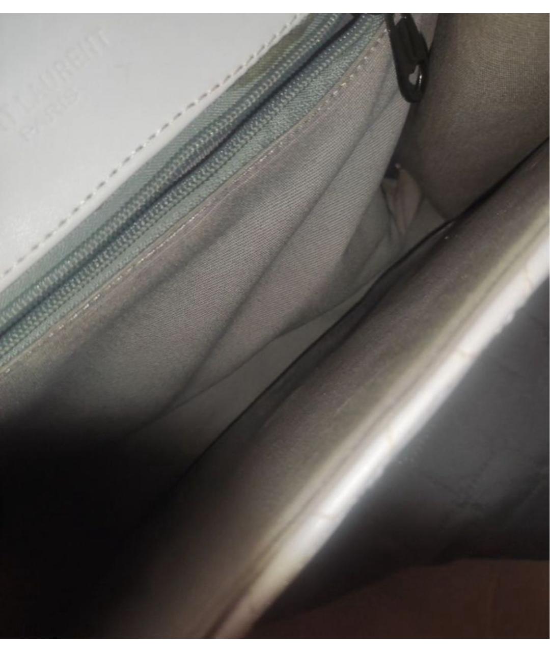 SAINT LAURENT Белая кожаная сумка через плечо, фото 5