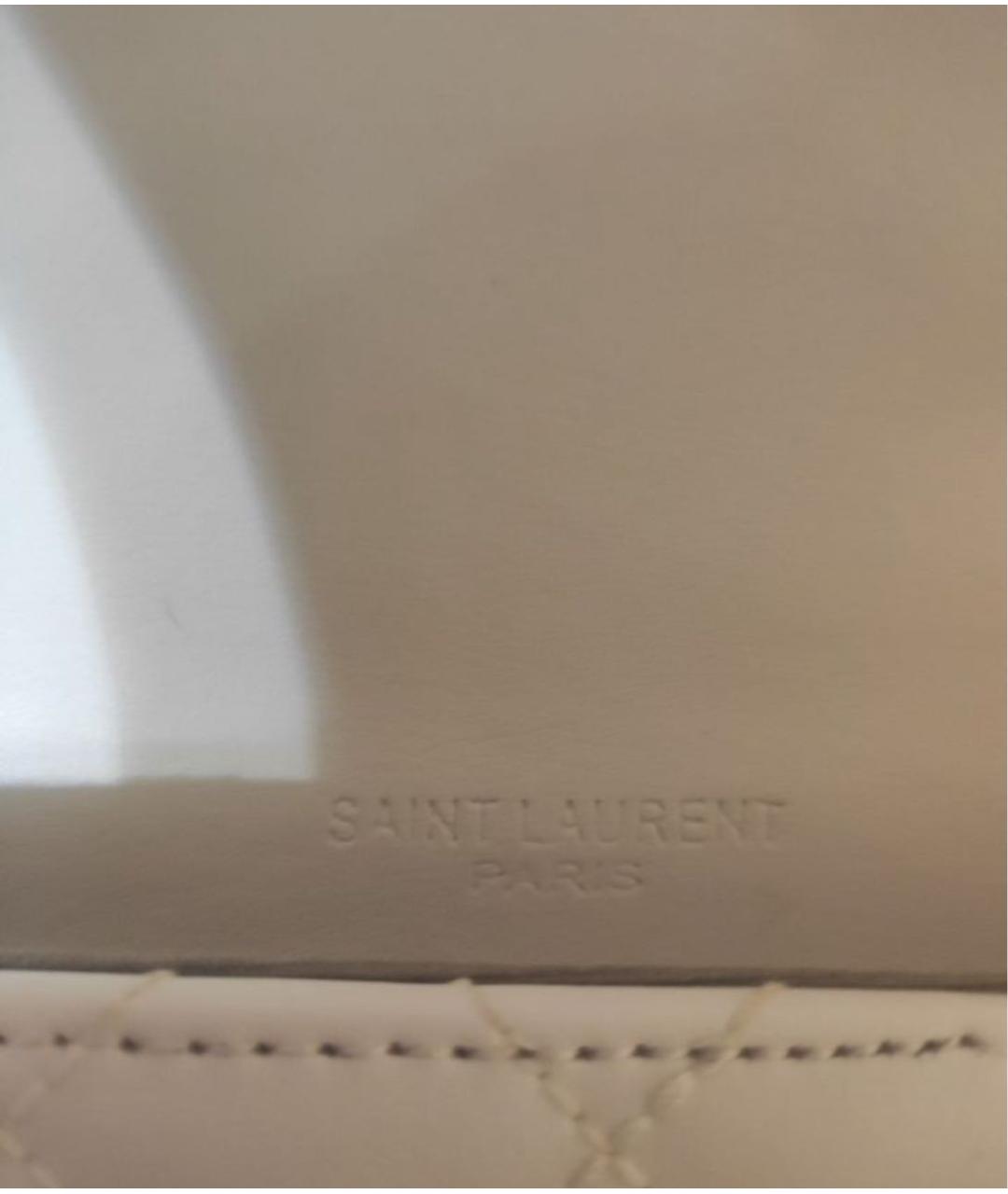 SAINT LAURENT Белая кожаная сумка через плечо, фото 6