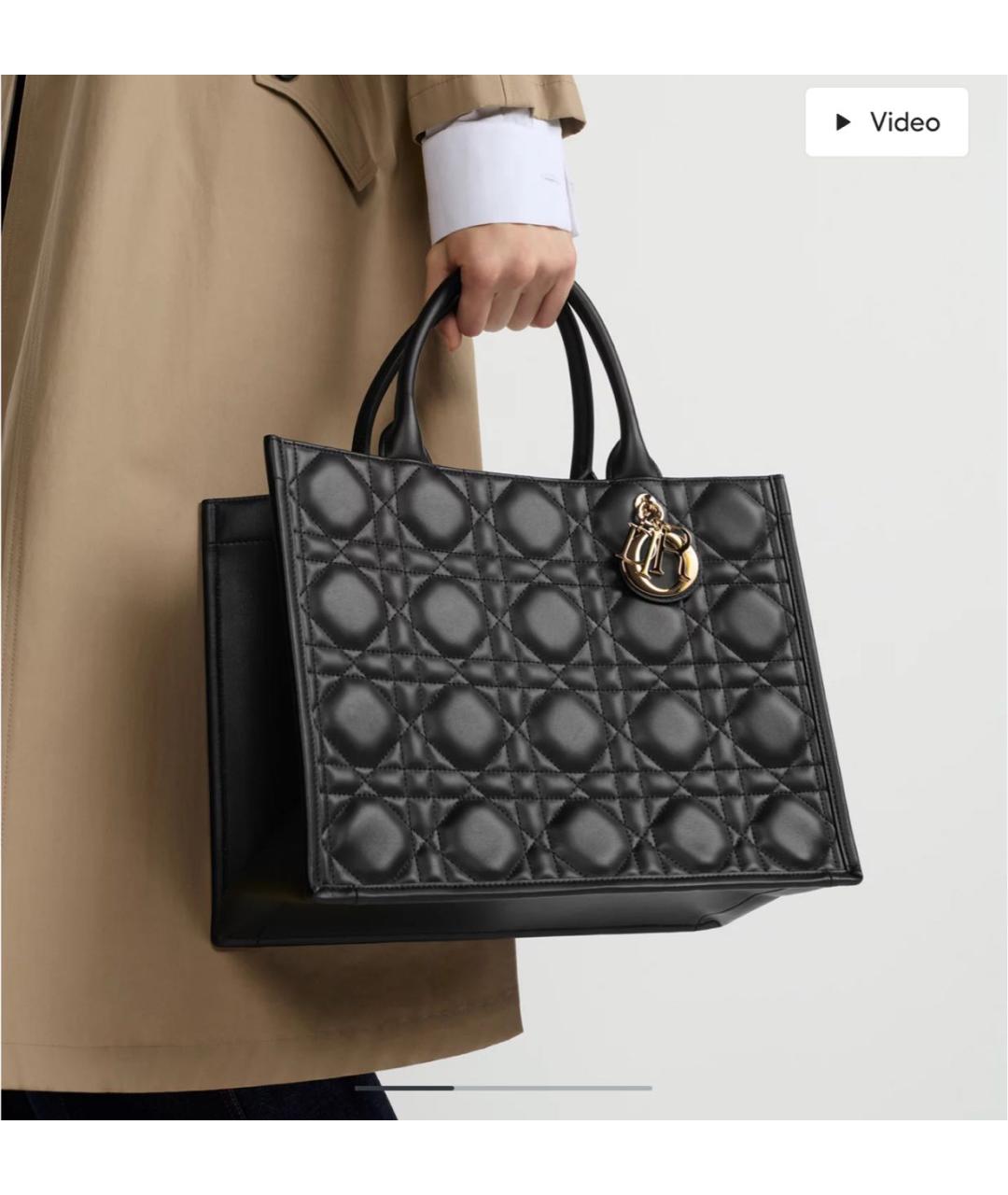 CHRISTIAN DIOR Черная кожаная сумка тоут, фото 2