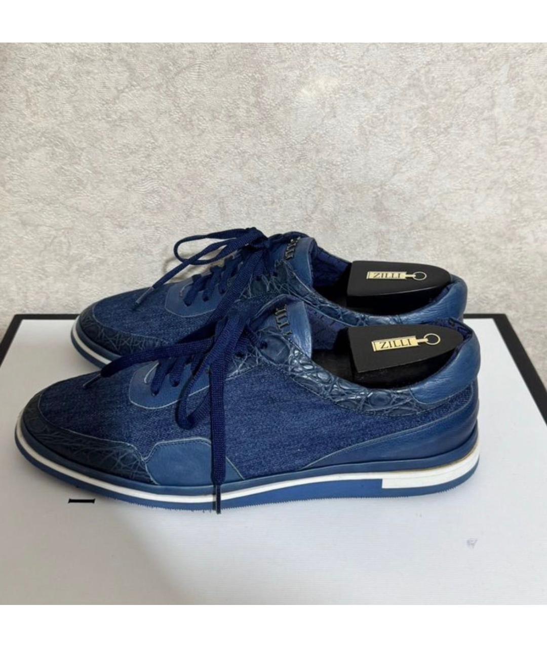 ZILLI Синие низкие кроссовки / кеды, фото 5