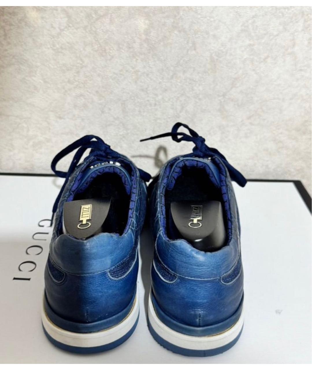 ZILLI Синие низкие кроссовки / кеды, фото 4