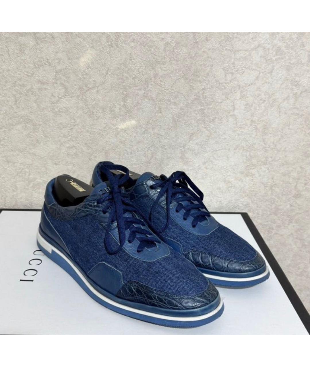 ZILLI Синие низкие кроссовки / кеды, фото 3