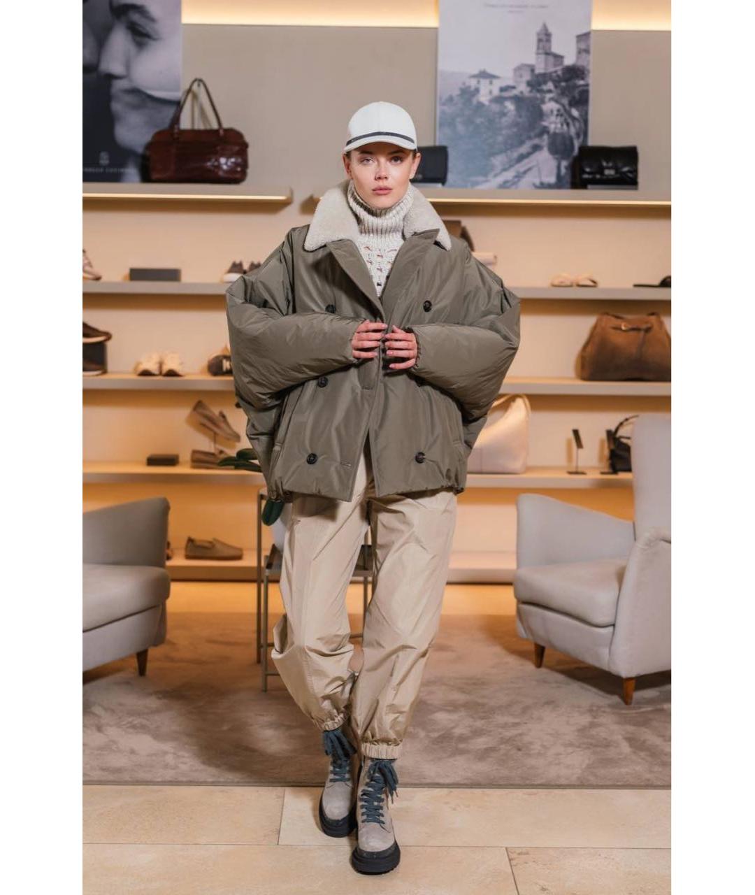 BRUNELLO CUCINELLI Коричневая полиэстеровая куртка, фото 5