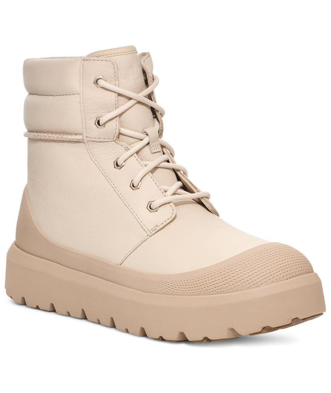UGG AUSTRALIA Бежевые кожаные высокие ботинки, фото 3