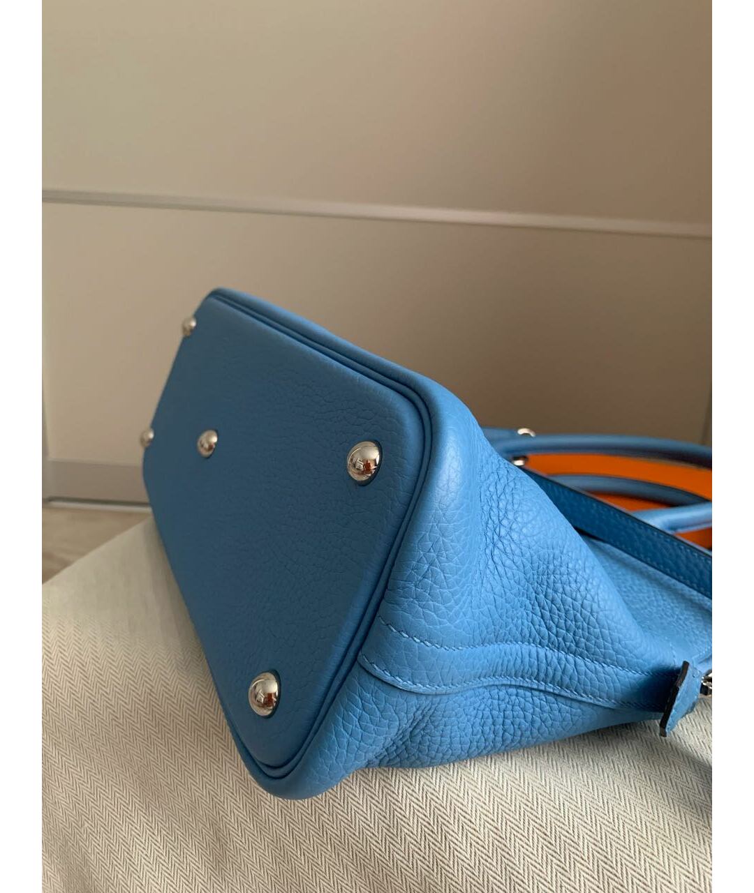 HERMES PRE-OWNED Голубая кожаная сумка с короткими ручками, фото 5