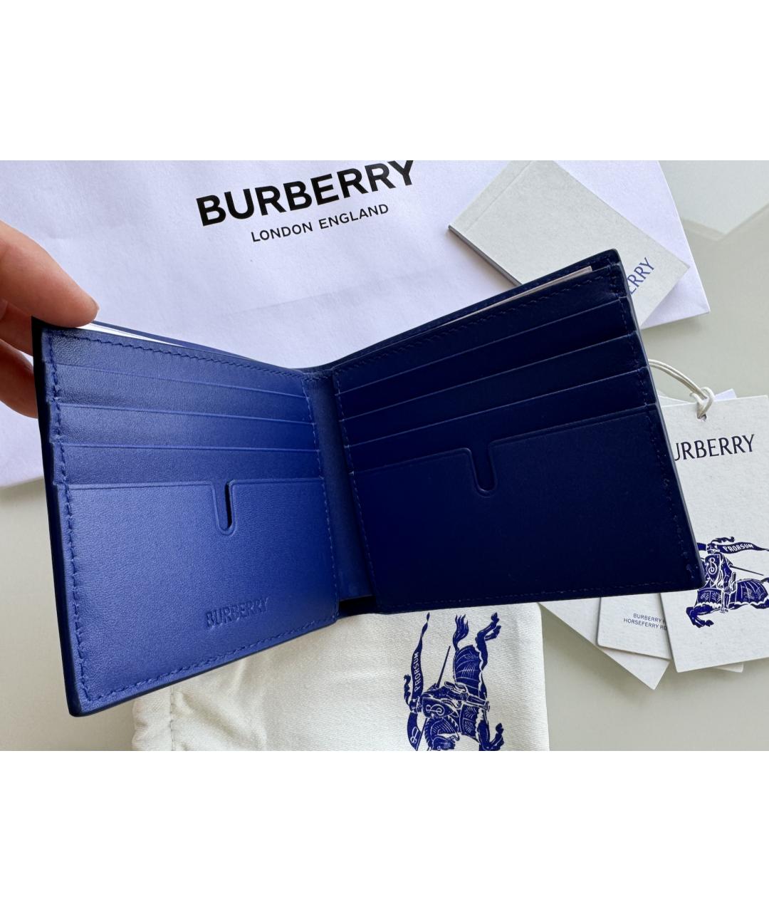 BURBERRY Синий кожаный кошелек, фото 3