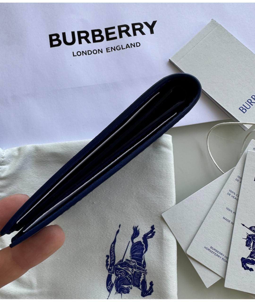 BURBERRY Синий кожаный кошелек, фото 7