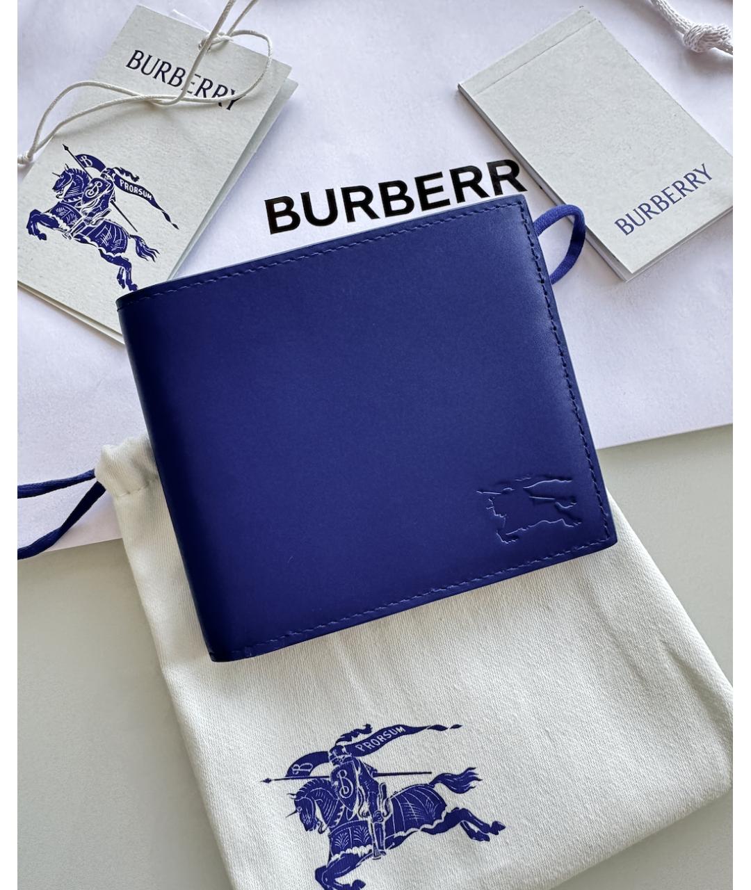 BURBERRY Синий кожаный кошелек, фото 8