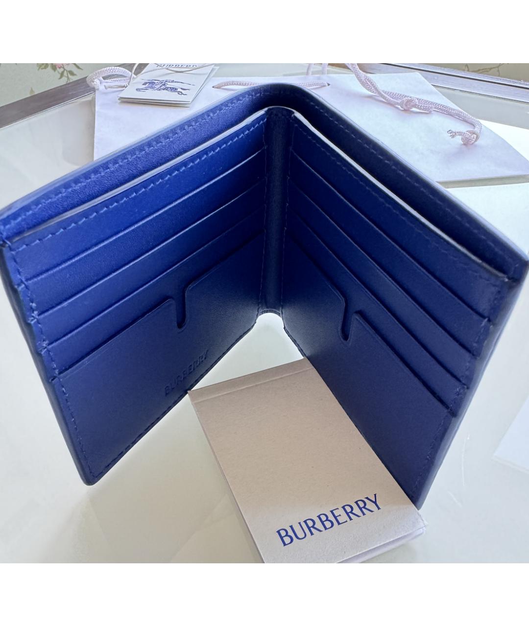 BURBERRY Синий кожаный кошелек, фото 5